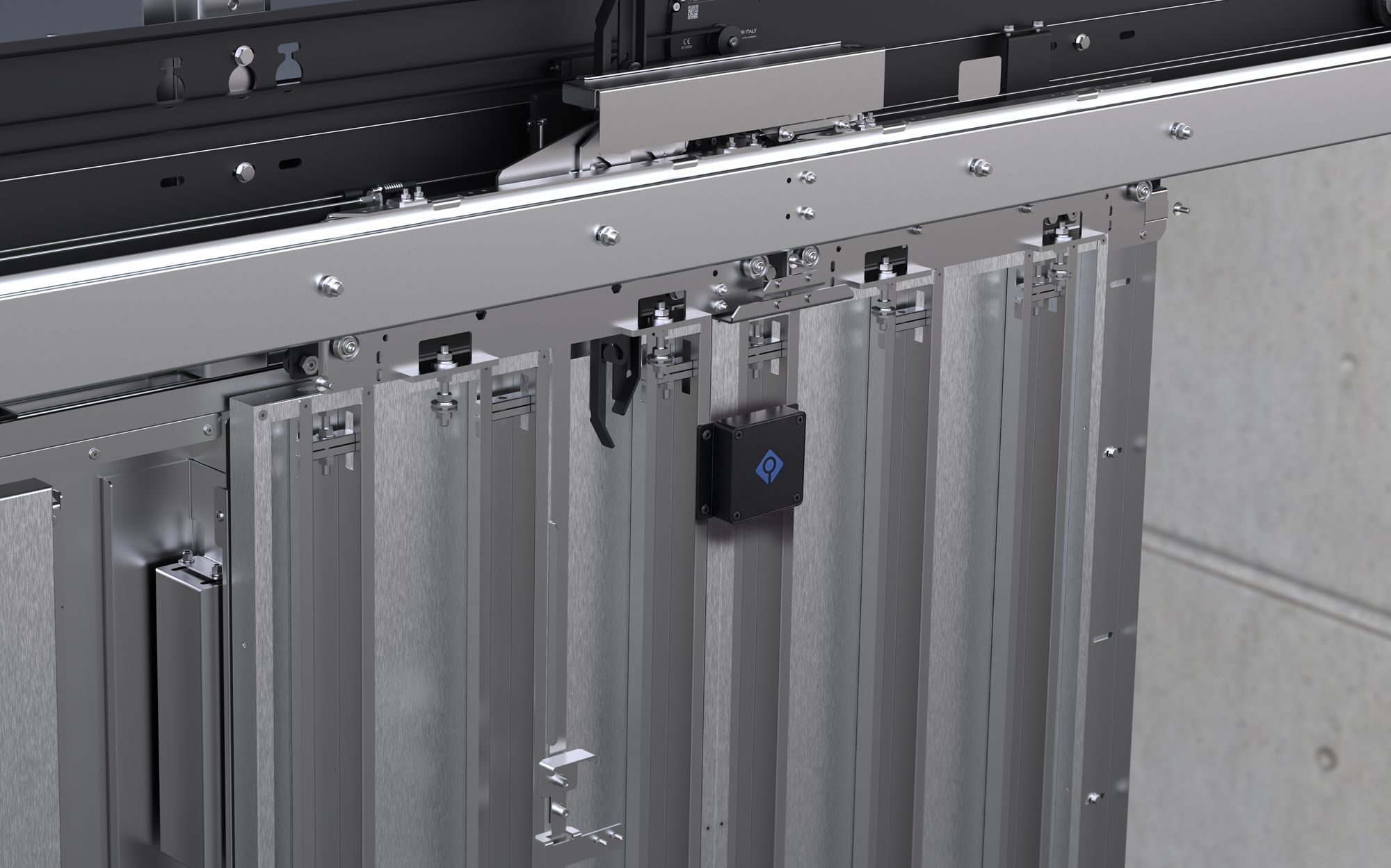 LiftCom device mounted on an elevator door operator